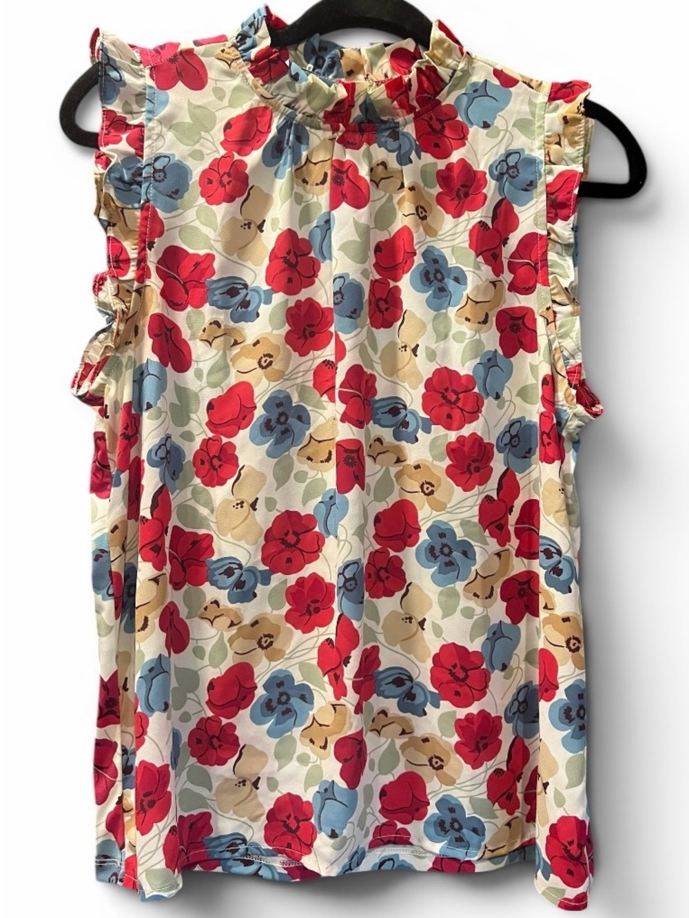 Ann Taylor Floral Sleeveless Blouse - Red, Blue, Cream